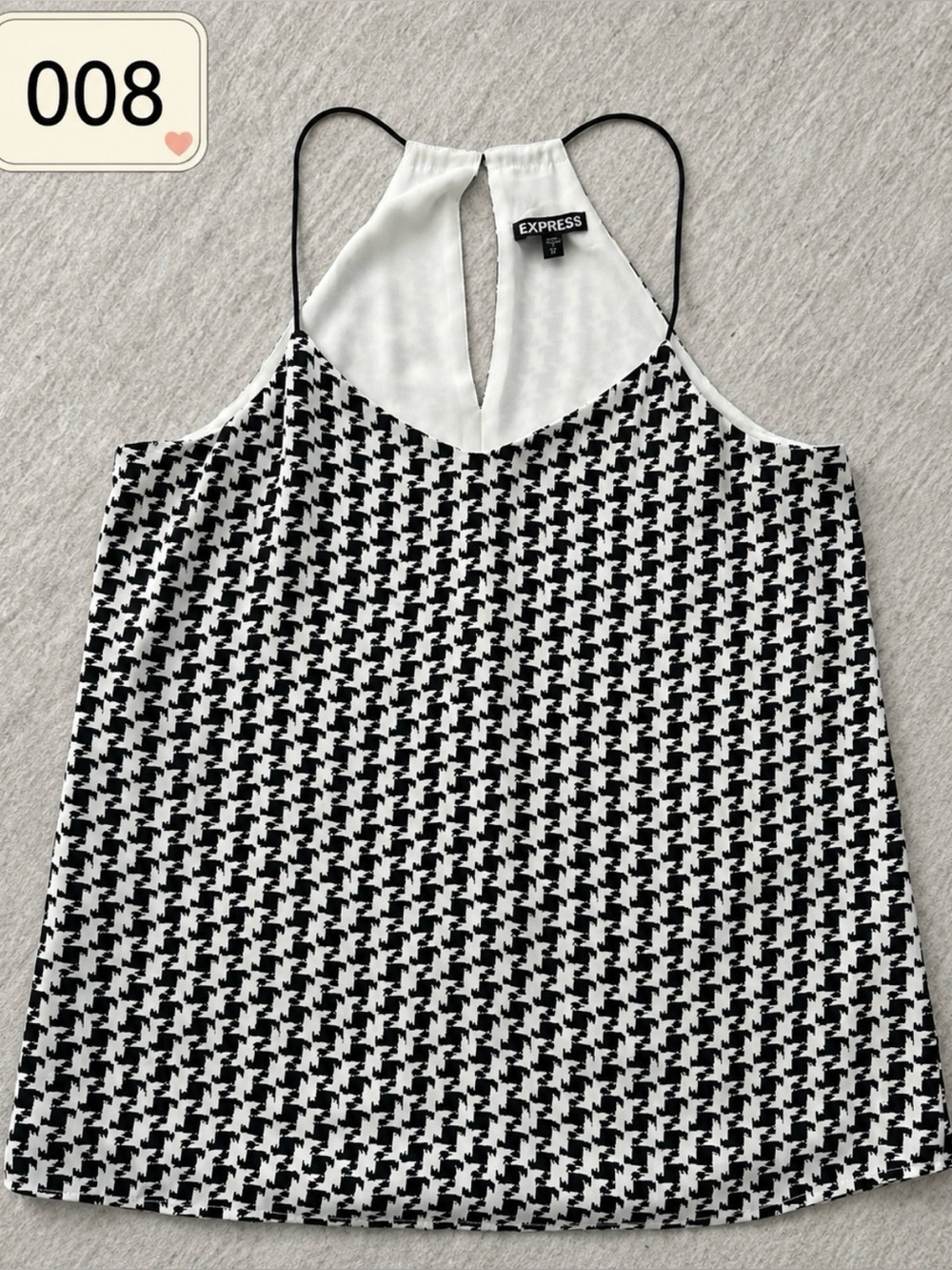 Express Houndstooth Racerback Tank Top Black White M